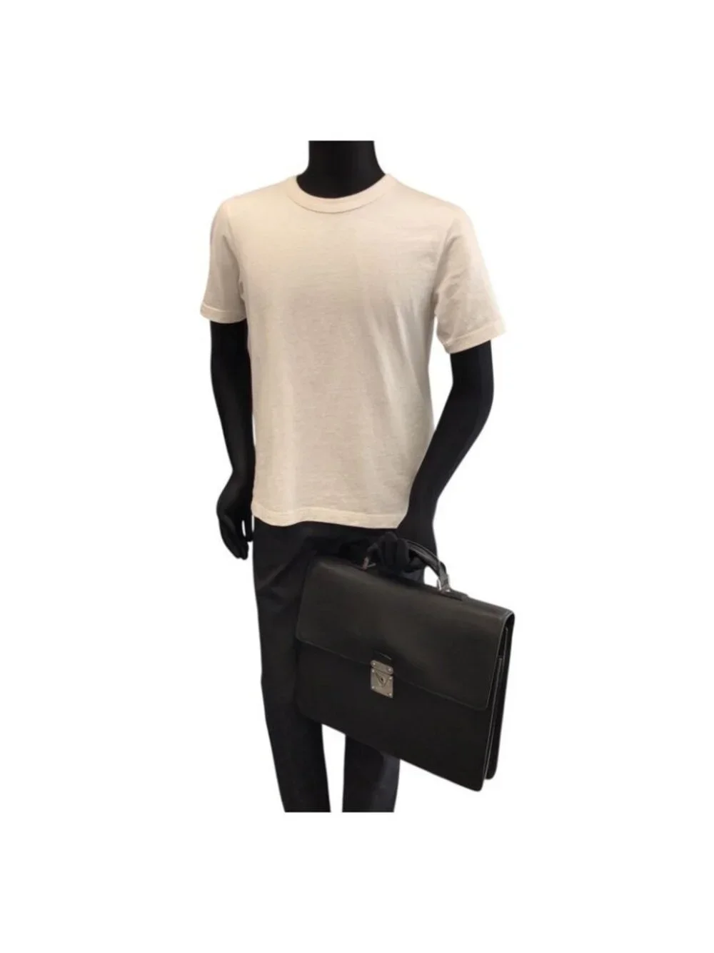 Louis Vuitton Epi Black Silver Leather Business Bag